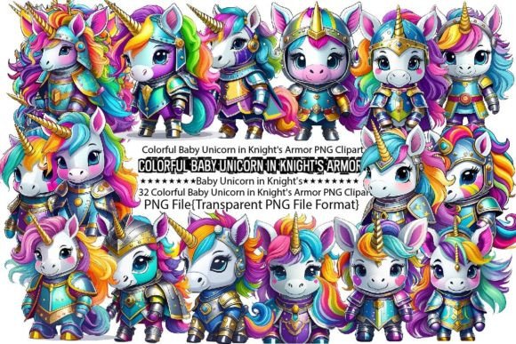 Download Colorful Baby Unicorn in Knight's Armor - Baby Collection