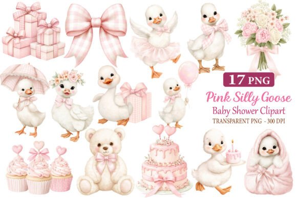 Download Pink Silly Goose Baby Shower Clipart - Baby Collection