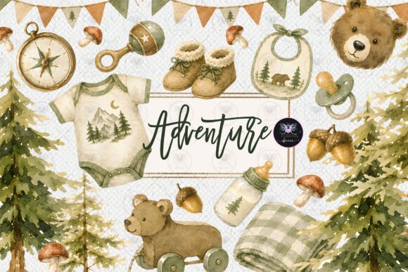 Download Woodland Adventure Baby Shower Clipart - Baby Collection