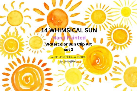 Download Sun Watercolor Fun Clip Art Hand Painted - Sun Collection