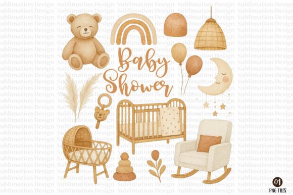 Download Baby Shower Boho Nursery Clipart - Baby Collection