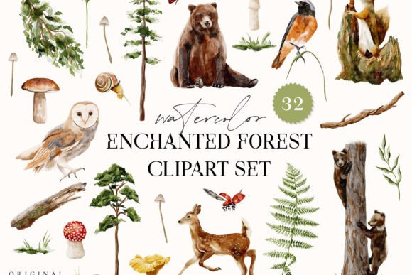 Download Enchanted Forest Watercolor Animals Tree - Enchanted forest Collection