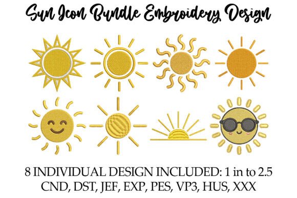Download Sun Icon Bundle Embroidery Design - Sun Collection