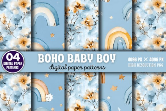 Download Boho Baby Boy Pattern Digital Background - Baby Collection