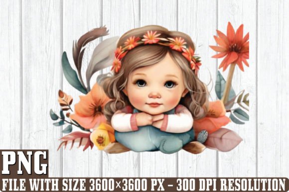 Download Girle Watercolor Boho Baby Clipart - Baby Collection
