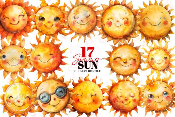 Download Cute Summer Sun Watercolor Clipart - Premium Resources