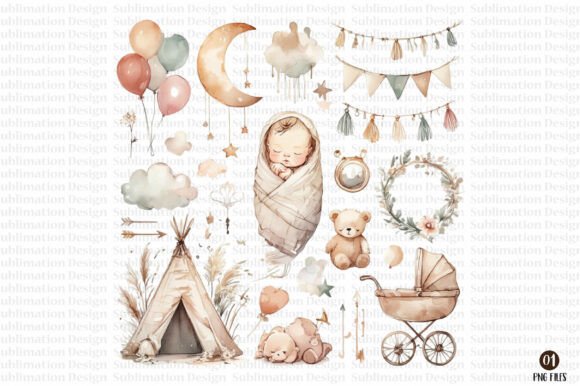 Download Baby Shower Boho Nursery Clipart - Baby Collection