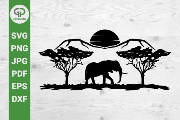 Download Desert Elephant and Sunset in Africa SVG - Sun Collection